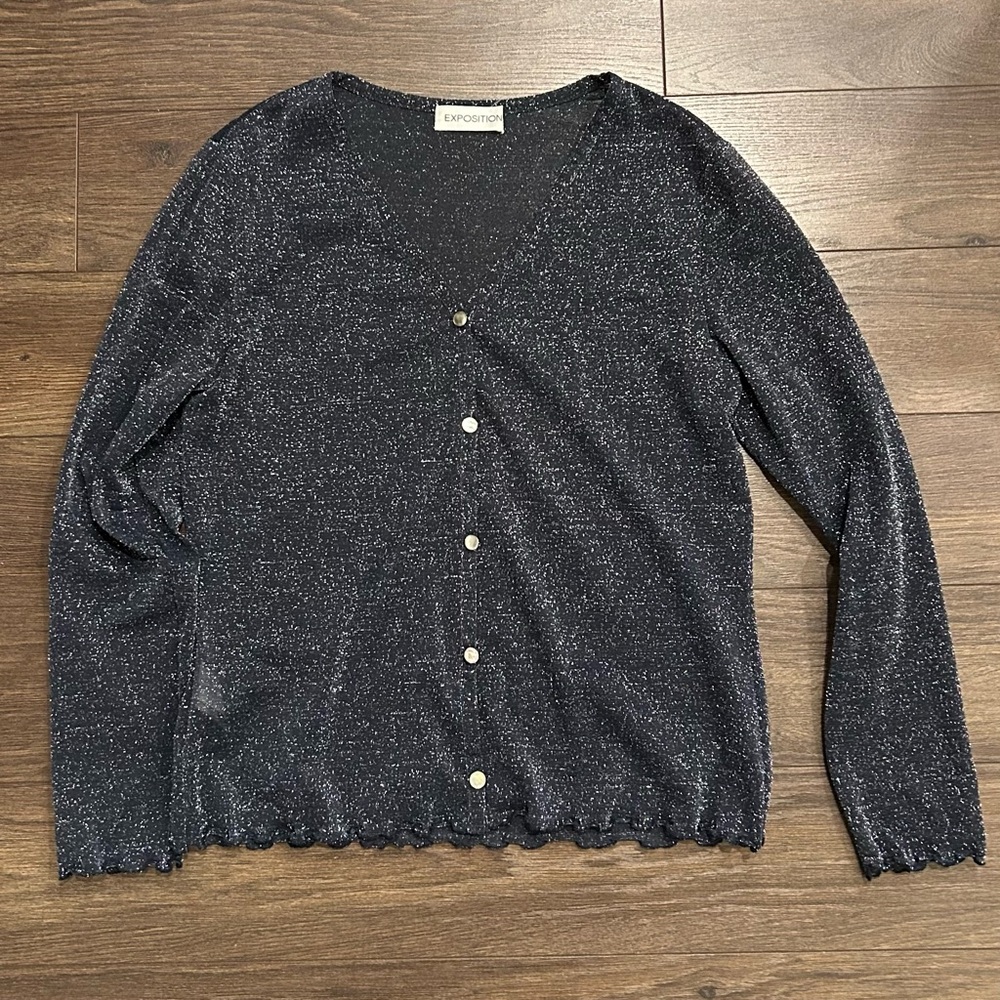THRIFTED Navy Sparkle Women's Top
